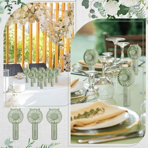 10 حزمة مروحة زفاف محمولة ، Sage Green Green Handheld Fan USB مروحة شخصية صغيرة مع 3 سرعات مروحة الرموش لحفل حفل زفاف الحزب لصالح in Kuwait