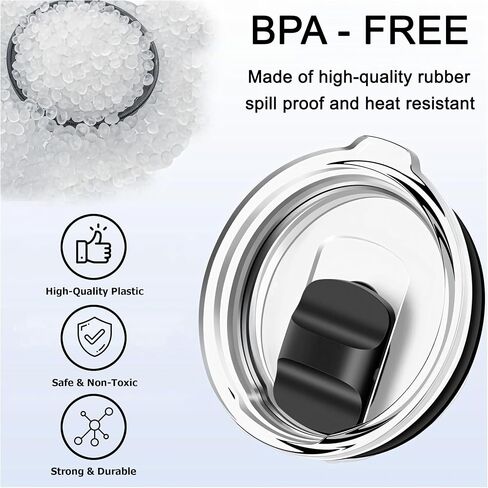 2 Pack 30 oz Tumbler Lid, Bonus 2 Magnetic Slider Switch Spill Proof Tumbler Cover, Replacement Lids Compatible for YETI 30 oz Tumbler, 35 oz Straw Mug and 14 oz Mug, BPA Free in Saudi Arabia