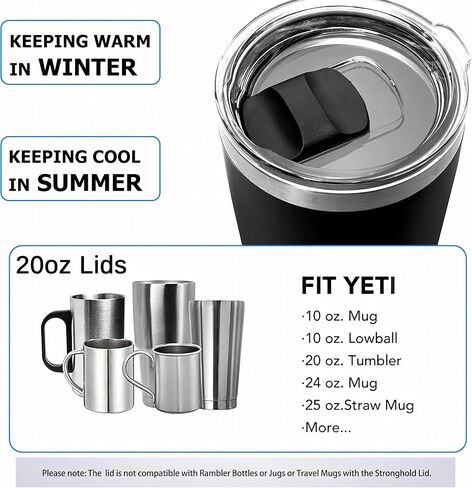 2 Pack 30 oz Tumbler Lid, Bonus 2 Magnetic Slider Switch Spill Proof Tumbler Cover, Replacement Lids Compatible for YETI 30 oz Tumbler, 35 oz Straw Mug and 14 oz Mug, BPA Free in Saudi Arabia
