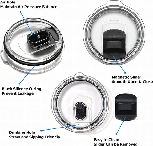 2 Pack 30 oz Tumbler Lid, Bonus 2 Magnetic Slider Switch Spill Proof Tumbler Cover, Replacement Lids Compatible for YETI 30 oz Tumbler, 35 oz Straw Mug and 14 oz Mug, BPA Free in Saudi Arabia
