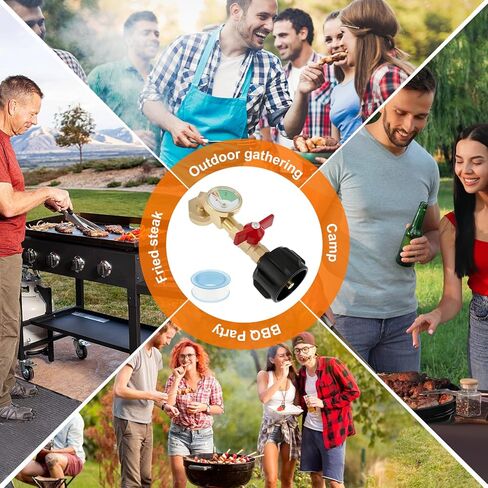 Solid Brass Propane Refill Adapter QCC1 Propane Refill Adapter with Valve and Gauge Reusable 90 Degrees Refill Pressure Adapter for Filling 1 lb Bottles Camping Grill in Kuwait