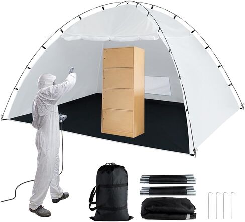 Portable Paint Booth Tent, Siebwin Large 8x6x6ft Spray Paint Tent with Built-in Floor & Mesh Screen & Windproof Hooks for Furniture DIY Hobby Tool Spray Paint Shelter, Gray in Saudi Arabia