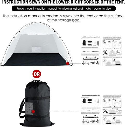 Portable Paint Booth Tent, Siebwin Large 8x6x6ft Spray Paint Tent with Built-in Floor & Mesh Screen & Windproof Hooks for Furniture DIY Hobby Tool Spray Paint Shelter, Gray in Saudi Arabia