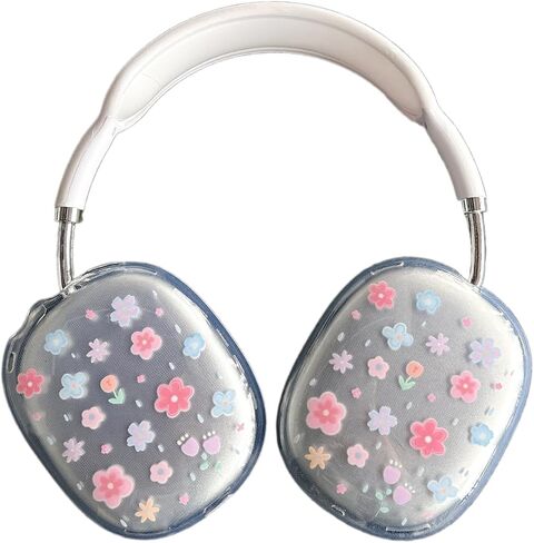 Suitable for AirPods Max Case Cover,Cute Colorful Flower Bud Design,Clear Shockproof Buffer Protection Case for AirPods Max (Bell Orchid) in Saudi Arabia