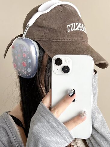 Suitable for AirPods Max Case Cover,Cute Colorful Flower Bud Design,Clear Shockproof Buffer Protection Case for AirPods Max (Bell Orchid) in Saudi Arabia
