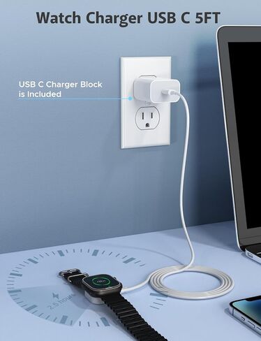 Upgraded Apple Watch Charger - USB C iWatch Charger, Magnetic Fast Charging Cable, 3.3FT, Compatible with Apple Watch Series 10/9/8/7/6/SE/SE2/5/4/3/2/1 Ultra in Kuwait