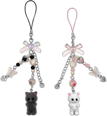 Cute Phone Charms Cute Fuzzy Cat Phone Charm Aesthetic Y2K Phone Strap Charms for Phone Bag Camera Pendants Decor in Kuwait