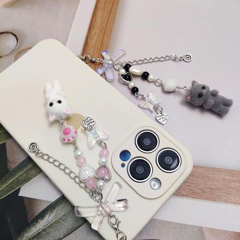 Cute Phone Charms Cute Fuzzy Cat Phone Charm Aesthetic Y2K Phone Strap Charms for Phone Bag Camera Pendants Decor in Kuwait