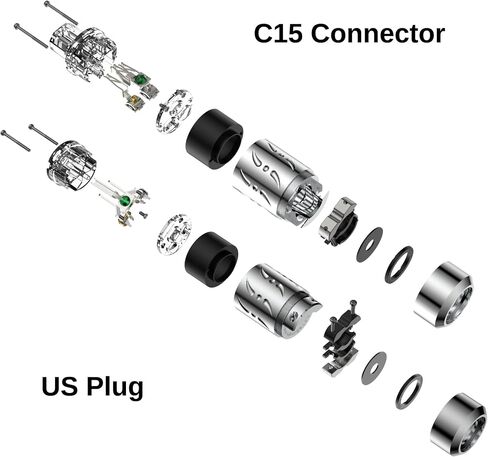 Viborg HiFi Power Plug, VM512+VF512, Pure Copper Non-Magnetic, AC Mains Plug, Audio Power Plug, Aluminum Alloy, Set Screws, Hi-End US Power Plug+IEC C15 Power Connector for DIY Audiophile Power Cable in Saudi Arabia