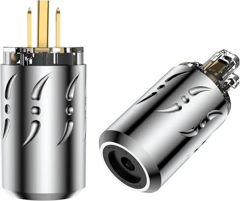 Viborg HiFi Power Plug, VM512+VF512, Pure Copper Non-Magnetic, AC Mains Plug, Audio Power Plug, Aluminum Alloy, Set Screws, Hi-End US Power Plug+IEC C15 Power Connector for DIY Audiophile Power Cable in Saudi Arabia