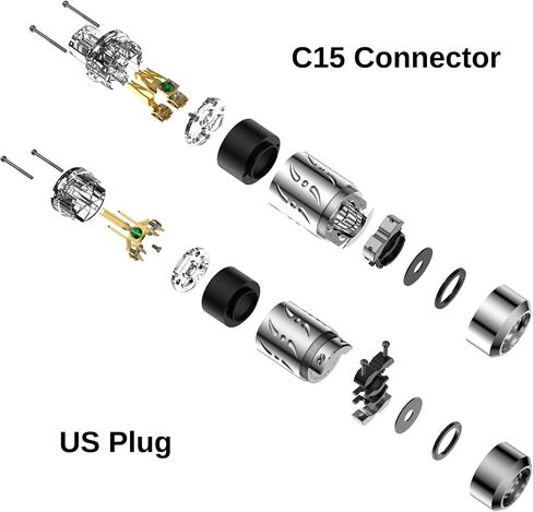 Viborg HiFi Power Plug, VM512+VF512, Pure Copper Non-Magnetic, AC Mains Plug, Audio Power Plug, Aluminum Alloy, Set Screws, Hi-End US Power Plug+IEC C15 Power Connector for DIY Audiophile Power Cable in Saudi Arabia
