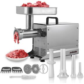 #8 Commercial Stainless Steel Electric Meat Grinder Machine, 400lbs/h, 0.4HP Heavy Duty Meat Grinder with Sausage Stuffer for deer processing, Pet Food, Heavy Use