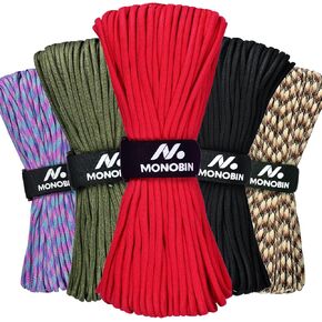 MONOBIN Paracord Rope 100FT for Making Paracord Projects, 4mm 7 Strand Parachute Cord for Lanyard, Survival Bracelets, Clothsline,Hiking