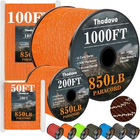 حبل paracord العاكس 850ib ، 50/100/12/500/1000FT