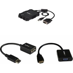 Bundle of StarTech.com Rugged USB Crash Cart Adapter with File Transfer and Video Capture - Portable KVM + 1080p Active DisplayPort to VGA Adapter + Active1080p 60Hz HDMI to VGA Display Adapter