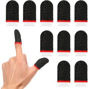 10 Pieces Mobile Phone Gaming Finger Sleeves, Black Anti Sweat Extremely Thin Conductive Fiber Thumb Covers Smooth Feel Breathable Mobile Gaming Finger Protector for All Touch Screen Devices