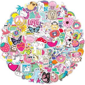 Water Bottle Stickers for Kids, 100 PCS Waterproof Cute Fun Vinyl Stickers Pack for Girls Boys