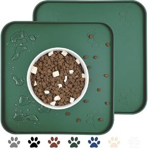 2 Pack Dog Food Mat Non-Slip Dog Bowl Mats for Food and Water, High-Lips Pet Placemat Waterproof Dog Feeding Mat Prevent Messy Spills, Silicone Puppy Dish Tray for Small Medium Large Dogs Cats