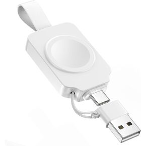Portable Charger for Apple Watch Charger Travel iWatch Charger USB C&USB A Input,Magnetic Wireless Charger Compatible with iWatch Series 10/9/8/7/6/SE/SE2/5/4/3/2/1 Ultra/Ultra2 -White
