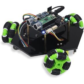 Freenove Omni Wheel Car Kit for Raspberry Pi Pico 1 2 W (Not Included) (Compatible with Arduino IDE), 3-Wheel and 4-Wheel Forms, Accelerometer Module, Compass Module, Ultrasonic Distance Sensor