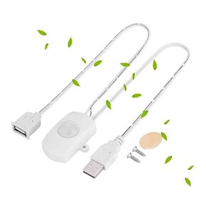 Infrared Motion Sensor Switch, 2A DC 5‑24V Mini USB Motion Sensor PIR Infrared Motion Sensor Detector Automatic Switch LED Strip for DIY LED Lighting Bathrooms, Basements (White)