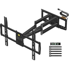 FORGING MOUNT Long arm Full Motion TV Wall Mount with Power Strip for 65–110 Inch TVs up to 220 lbs,Pre-Assembled TV Mount Heavy Duty Smooth Swivel, Tilt, Extension,VESA 900x600mm,16"-24" Wood Studs