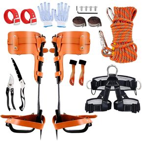 Climbing Spikes Set for Tree Work, Tree Climbing Gear Kit, Arborist Climbing Gear Adjustable Length for Jungle Survival,Fruit Picking