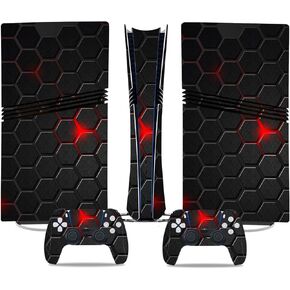 Black Skin for PS5 Pro Digital, Protective Film Sticker for PS5 Pro Console Digital Edition,Skin Sticker Decal Full Cover(Yellow Flame Skull)
