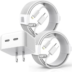 Long Apple iPhone Fast Charger,Fast Charging iPhone 2Pack PD Type C Wall Charger Fast Charging Apple Adapter 6.6FT USB-C to Lightning Cable Apple Chargers for iPhone 14/13/12/Pro/Max/11/XR/X/8/SE/iPad