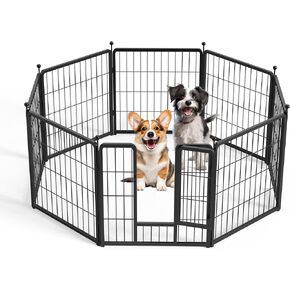 Healsmart Dog Playpen 40 بوصة 8 لوحات ، معدن ثقيل للمعادن المحمولة Pet Playpen في الهواء الطلق للتخييم ، الفناء ، RV ، سياج الحديقة ، فناء الخصوصية ، الأسود