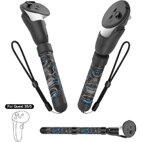 Handle Attachments Compatible with Meta Quest 3S/3, Controller Accessories for Quest 3S, VR Game Gorilla Tag Long Arms Sticks, Beat Saber Handle Extensions Grips for Meta Quest 3 (Phantom)