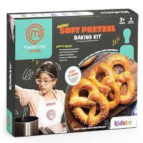 Jumbo Soft Pretzel Kit, MasterChef Junior Baking Kit for Kids with Real Pre-Measured Ingredients - Ages 3-14, Kids Cooking and Baking Gift for Girls & Boys, Kosher
