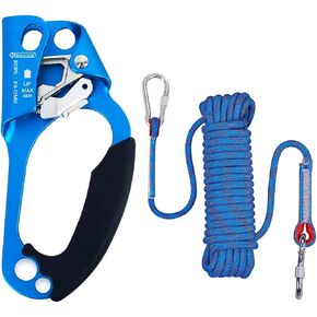 NewDoar CE Certified Right Hand Ascender 10mm Static Climbing Rope (Blue/33ft/10M) Climbing Equipment Fire Rescue Rope