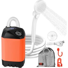 Portable Camping Shower with 7800mAh Battery - 3 Spray Modes, IPX7 Waterproof & Powerful Suction for Indoor, Camping, Beach Travel, RV Life, Pet Bathing, Gardening
