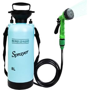 Portable Shower for Camping with 7 Spray Modes, Hand Press Beach Shower with Removable Hose and Shower Head,for Garden Hiking Traveling Pet Shower