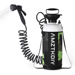 1.3 Gallon Camping Shower Tank for Hot & Cold Water, with 8 Modes Spray Head, High-Pressure Sprayer Portable Shower for Camping, Beach, RV, Gardening, Dog Bath(Lightweight, Easy Fill & Carry)