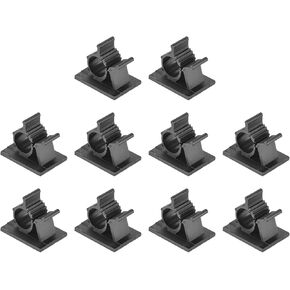 uxcell Adjustable Cable Clips, 10pcs 22-25mm Self-Adhesive Cable Clamp Wire Clamps Cable Organizer Cord Clips for Wire Management, Black