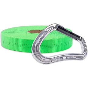Rock-N-Rescue Heavyweight Nylon Tubular Webbing Neon Green 25 ft Bundle w/Phantom Keylock Carabiner