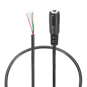 MECCANIXITY 3.5mm Aux Cable Replacement Audio Cable Cord, 1ft 5 Pole Female to Bare Wire Audio Cable, Stereo Sound Audio Cable Cord for Earphones, Smart Phones, Speakers,Black 5 Pcs