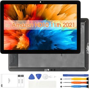 for Amazon Fire HD 10 HD10/ HD10 Plus 11th 2021 Screen Replacement, Digitizer T76N2B T76N2P LCD Display Touch Panel Glass Full Assembly with Repair Tools(Black,10.1 inch)