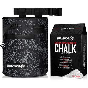 SURVIVOR Chalk Bag + 200g Ultra Fine Climbing Chalk Powder Bundle