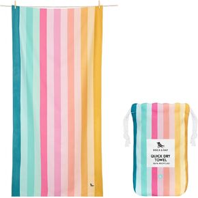 Dock & Bay Beach Towel - Quick Dry, Sand Free - Compact, Lightweight - 100% Recycled - Includes Bag - Cabana Light - Malibu Pink - Large (160x90cm, 63x35)