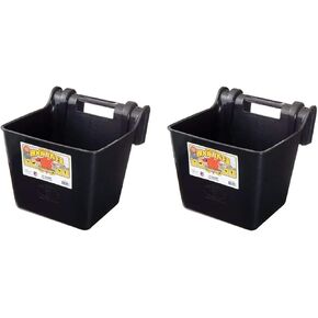 Little Giant HF15BLACK Heavy Duty 15 Quart Mountable Plastic Hook Feeder, Black (2 Pack)