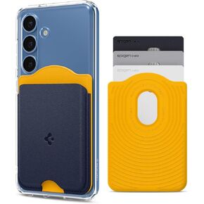 Spigen Nano Pop Magnetic Wallet Card Holder (MagFit) Designed for Galaxy S25 Series Magnetic Case Only and iPhone 16/15/14/13/12 Models Holds up to 3 Cards - Blueberry Navy