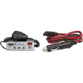 Uniden PC68LTX 40-Channel CB Radio with PA/CB Switch, Silver & RoadPro RPPS-220 Platinum Series 12V 3-Pin Plug Fused Replacement CB Power Cord