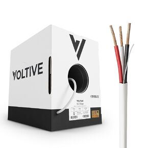 Voltive 18/3 Low Voltage Wire, 500ft, White - Stranded Bare Copper - UL Listed CL3R Rated - Alarm/Security, LED Lighting, Audio/Speakers