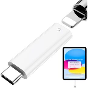 Pencil Adapter for Apple Pencil 1st Generation iPad 10th Generation iPad A16 11th Gen 2025 Bluetooth Pairing Charging Connector USB Type-C to for Lightning Charging Adapter for Apple Pen 1st