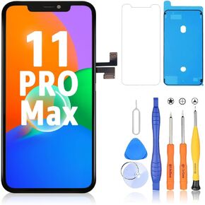 Ayake Screen Replacement for iPhone 11 Pro Max, 6.5-inch LCD Display Full HD and Touch Digitizer Assembly True Tone Programmable Face ID Remains with Tool Kits, for Model A2161, A2218, A2220