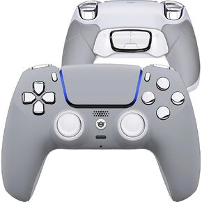 Hexgaming Ultimate Wireless Controller متوافق مع PS5 ، وحدة تحكم ألعاب FPS المعدلة مع المجاذيف - 4 أزرار خلفية - مشغلات الشعر - الإبهام القابلة للتبديل - New Hope Gray