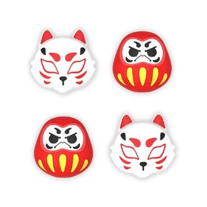 PlayVital Joystick Caps for Nintendo Switch, Thumbstick Caps for Switch Lite, Analog Cover for Switch OLED Joycon Thumb Grip Caps for Switch & Switch Lite & Switch OLED - Daruma & Kitsune